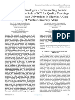 Emerging Technologies - E-Counselling Amidst Covid-19 and The Role of ICT For Quality TeachingLearning in Private Universities in Nigeria A Case Study of Veritas University Abuja