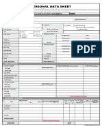 CS Form No. 212 Revised Personal Data Sheet - Blank Sample