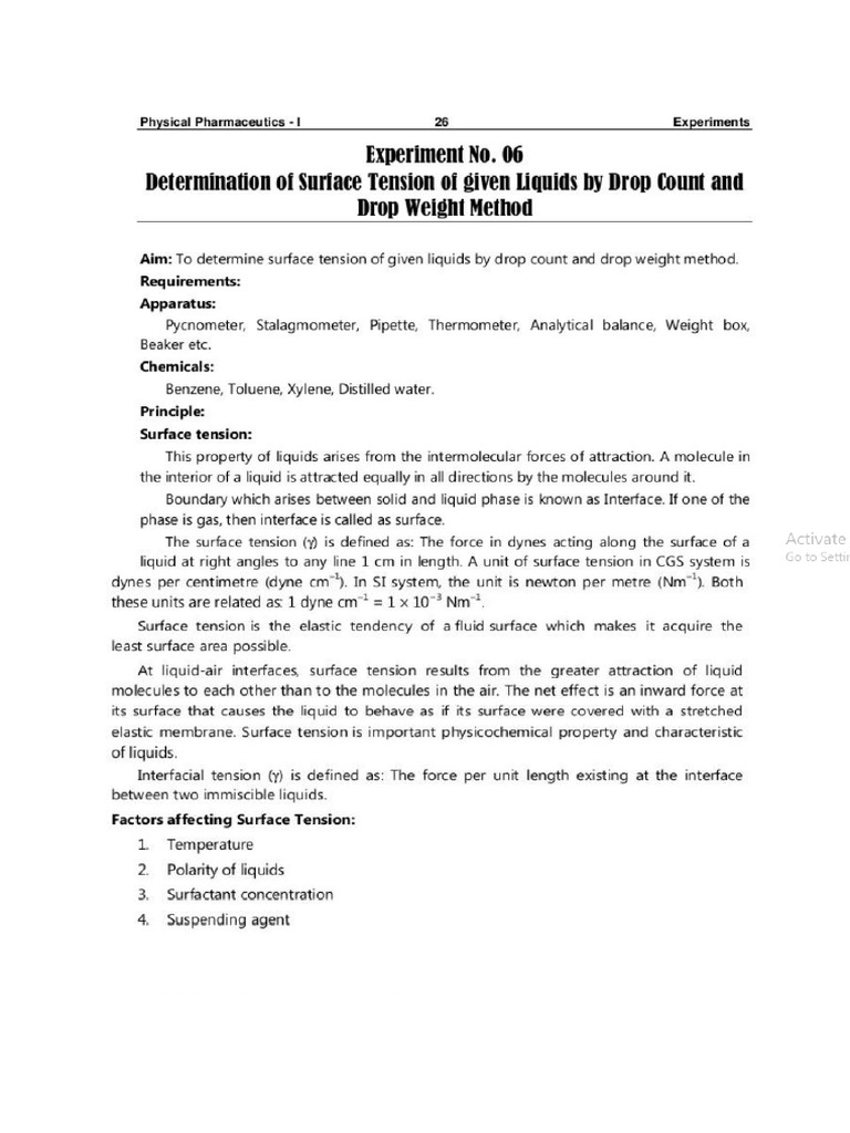 Surface Tension by Drop Weight Method PDF