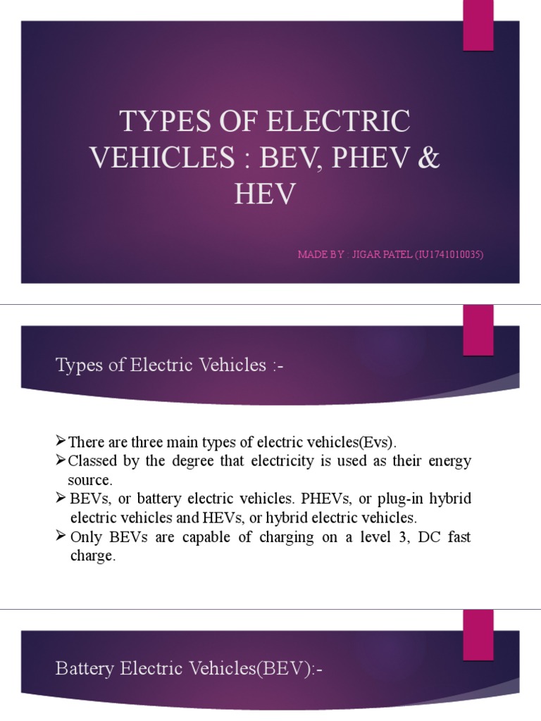 Types of Electric Vehicles: BEV, PHEV, HEV | PDF | Plug In Hybrid ...