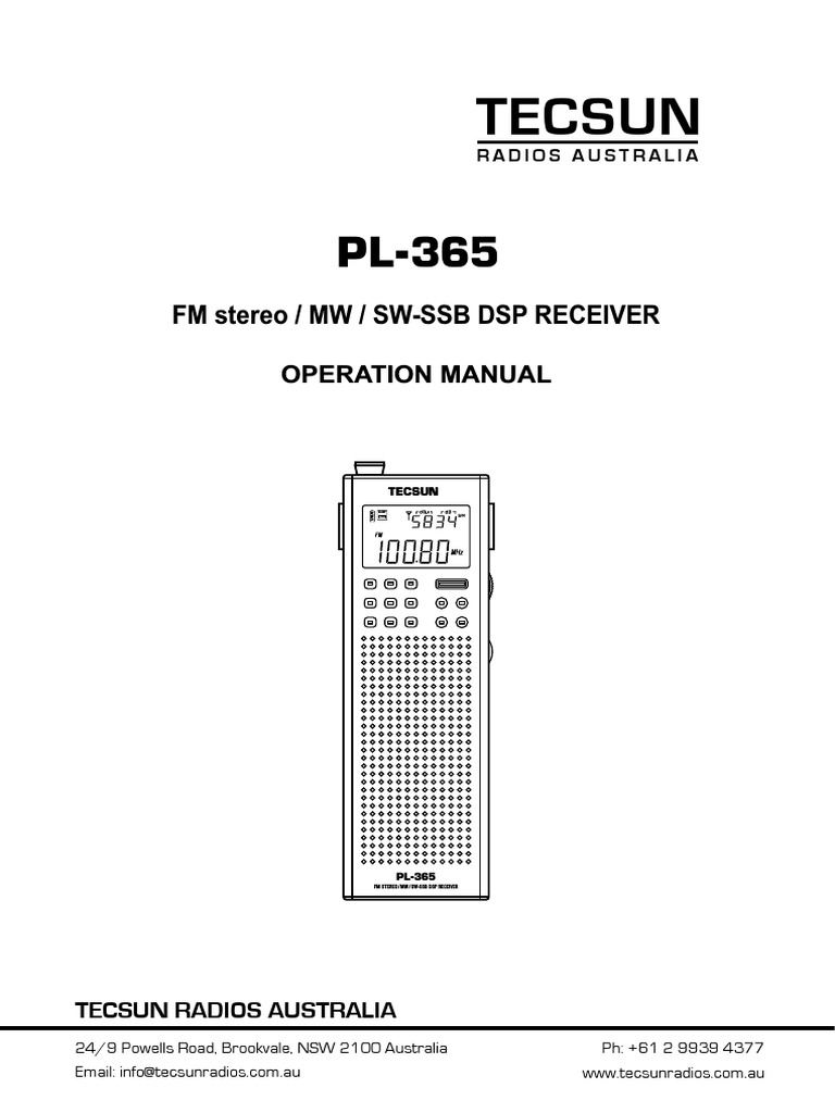 Tecsun Pl 365 Dsp Radio Operation Manual Pdf Frequency Modulation