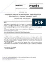Psychometric Evaluation of The Short Version of The Defense Style Questionnaire On A Romanian Non-Clinical Sample