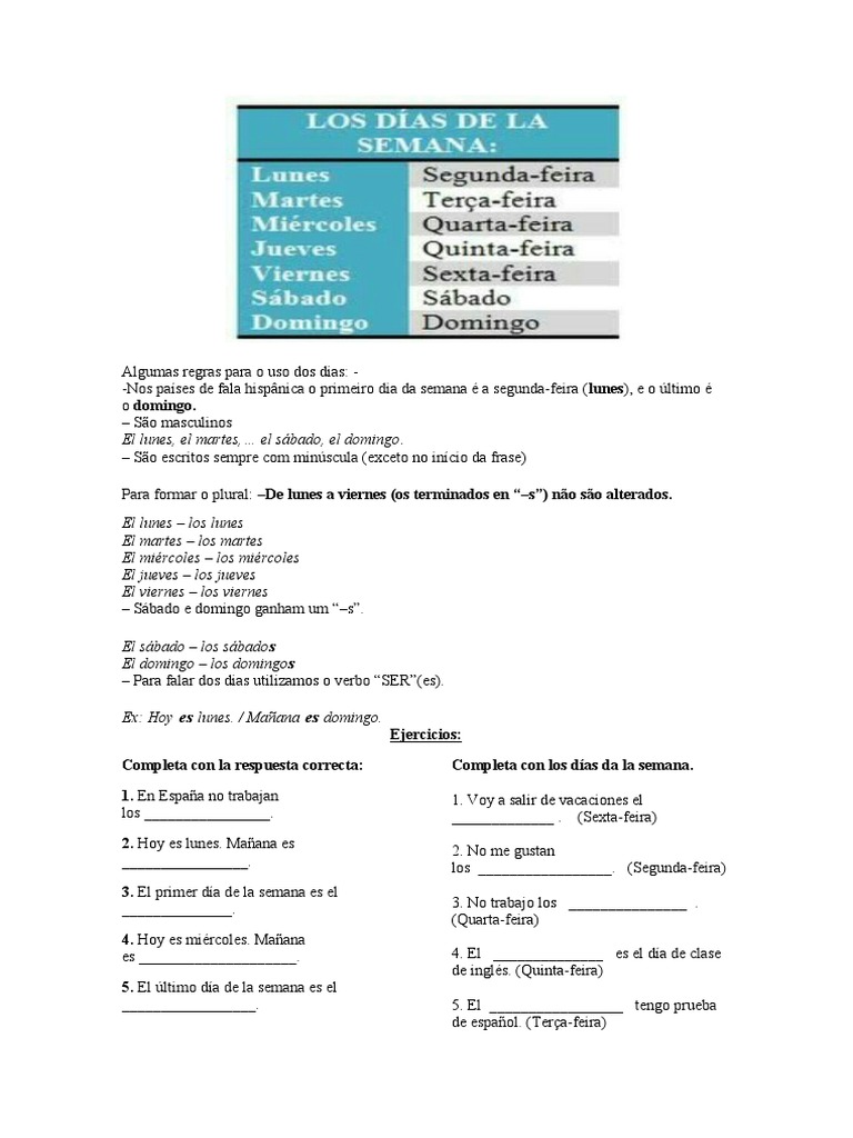 Días de La Semana 22 e 29 de Abril | PDF