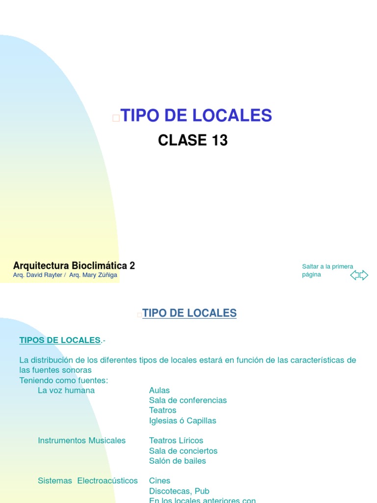 Tipos de Locales y Acústica Ideal | PDF | Sonido | Mecanica clasica