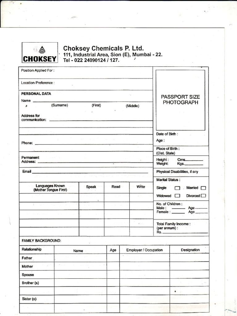 CCPL Job Application Form | PDF