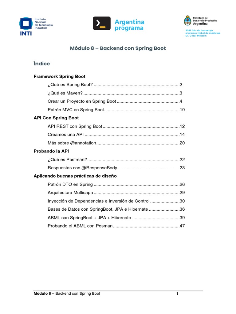 Guía de Spring Boot para Backend | PDF | Spring Framework | Protocolo ...