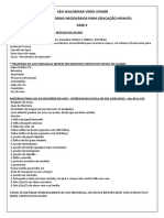 Lista de materiais necessários para educação infantil no SESI Waldemar Verdi Júnior