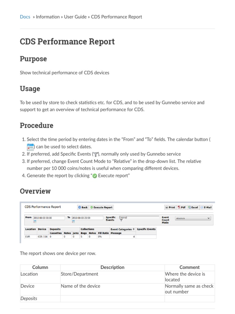 CDS Device Performance Report Guide | PDF