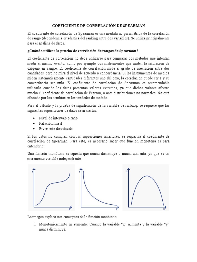 Spearman | PDF | Correlación y dependencia | Coeficiente de correlación ...
