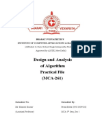 Design and Analysis of Algorithm: Practical File (MCA-261)