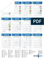 Calendário mensal com feriados de 2022