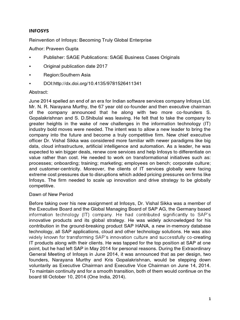 INFOSYS Case | PDF | Economies | Business