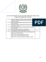List of Documents To Be Attached With The Application Form For Temporary License