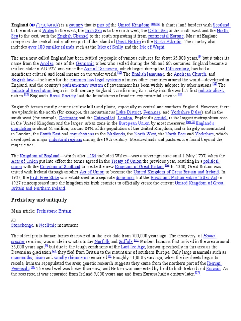 Overview of England's History and Geography | PDF | Wessex | United Kingdom