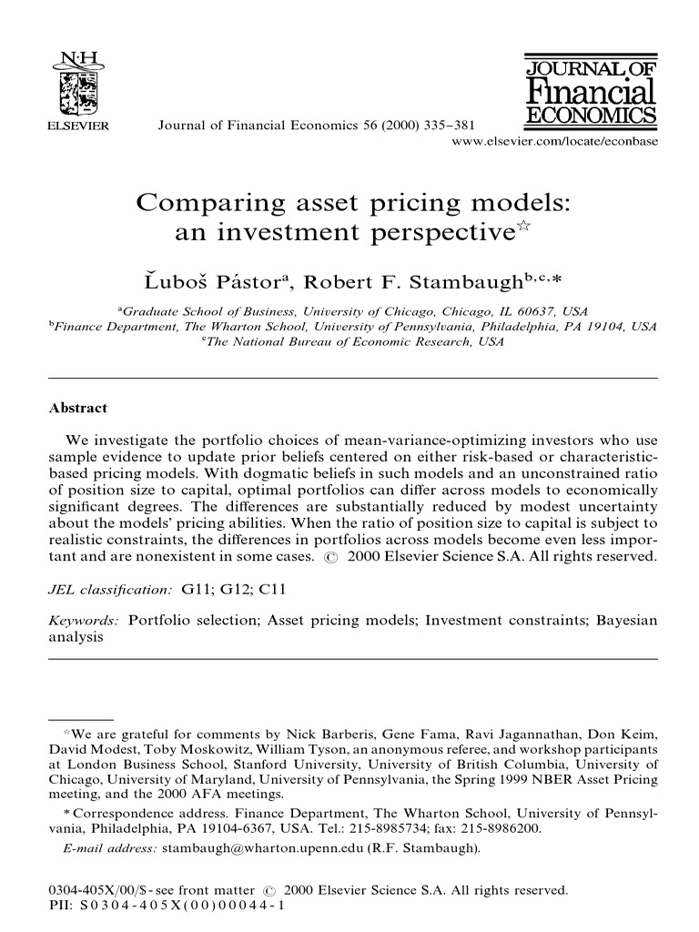 Comparing Asset Pricing Models in Investing | PDF | Modern Portfolio ...
