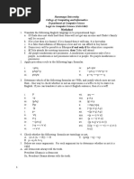 Haramaya University College of Computing and Informatics Department of Computer Science Logic in Computer Science (Cosc3141) Worksheet