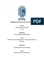 Resolución de Caso Método de Los 5 Pasos para La Prueba de Hipótesis