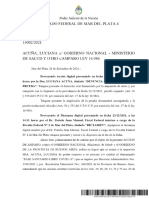 ACUÑA C. GOBIERNO NACIONAL Sobre AMPARO/ PASE SANITARIO - 2022