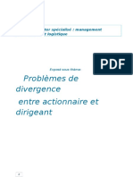 Problèmes de Divergence Entre Actionnaire Et Dirigeant: Master Spécialisé: Management Stratégique Et Logistique