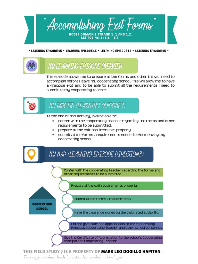 Exit Clearance and Reflection Guide | PDF | Teachers | Test (Assessment)