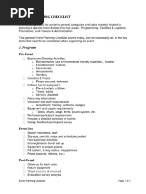 EVENT PLANNING CHECKLIST