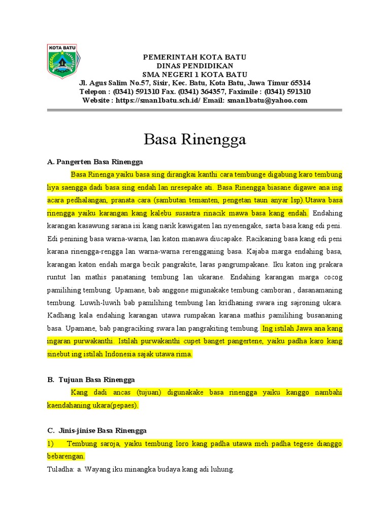 Materi 1 X Basa Rinengga | PDF