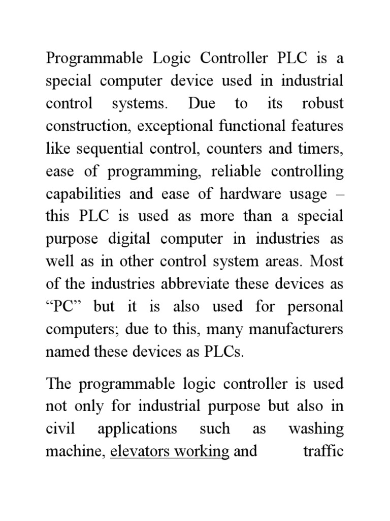 PLC | PDF | Programmable Logic Controller | Input/Output