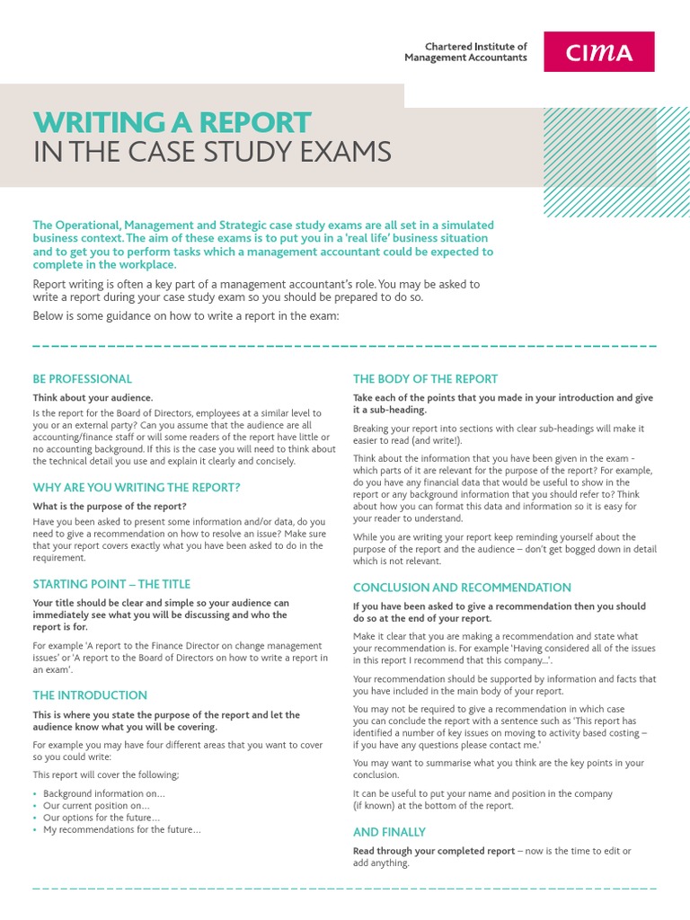 Writing Reports for Case Study Exams | PDF | Memorandum | Accountant