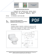 Especificaciones Técnicas Instalaciones Sanitarias