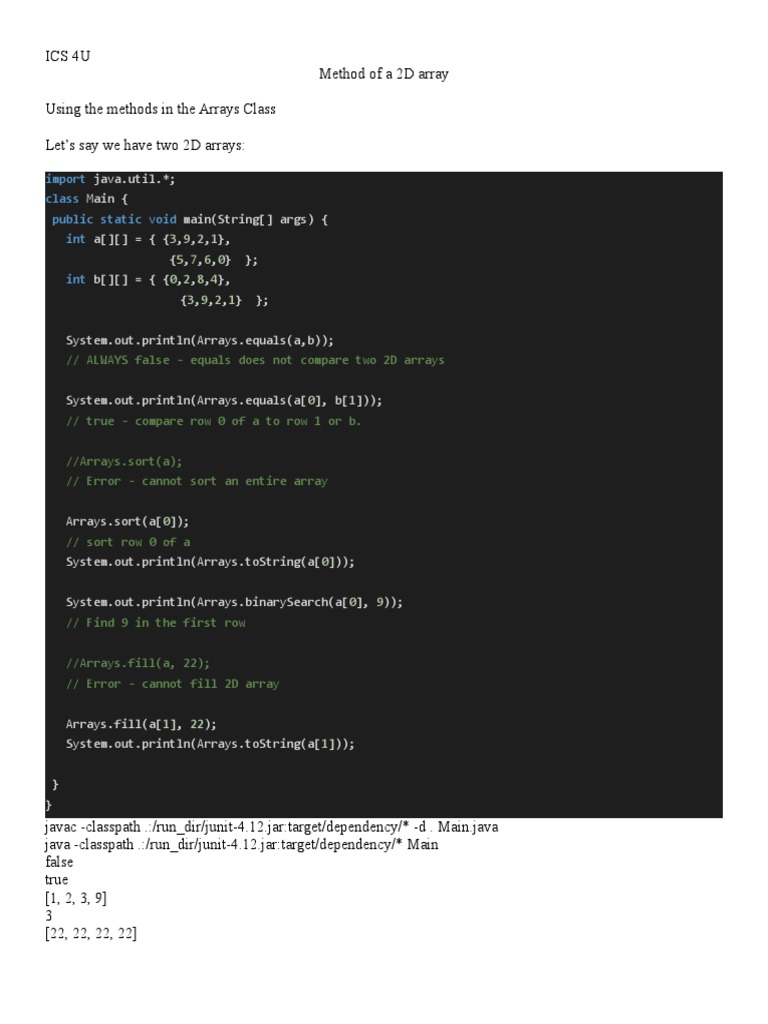 Method of A 2D Array | PDF | Computers