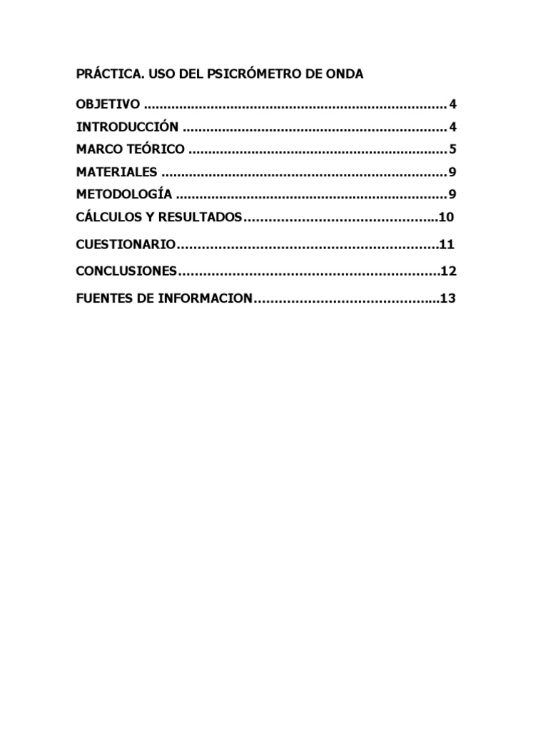 Practica de Laboratorio Uso Del Psicrometro de Onda. PDF Humedad