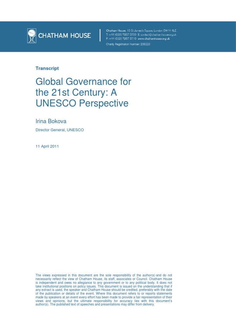 UNESCO's Role in 21st Century Governance | PDF