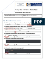 Grade 10 - Computer - Revision Worksheet