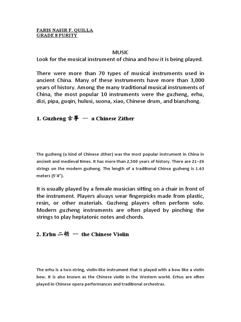 Traditional Chinese Musical Instruments | PDF | Musical Instruments | Sound