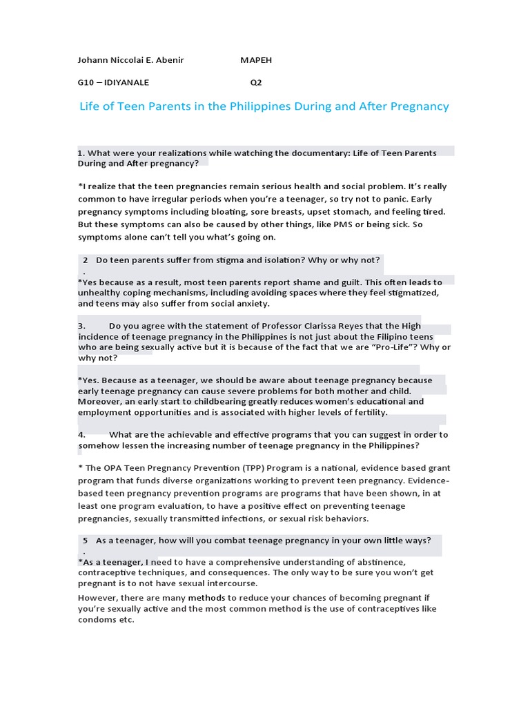 Life of Teen Parents in The Philippines During and After Pregnancy ...