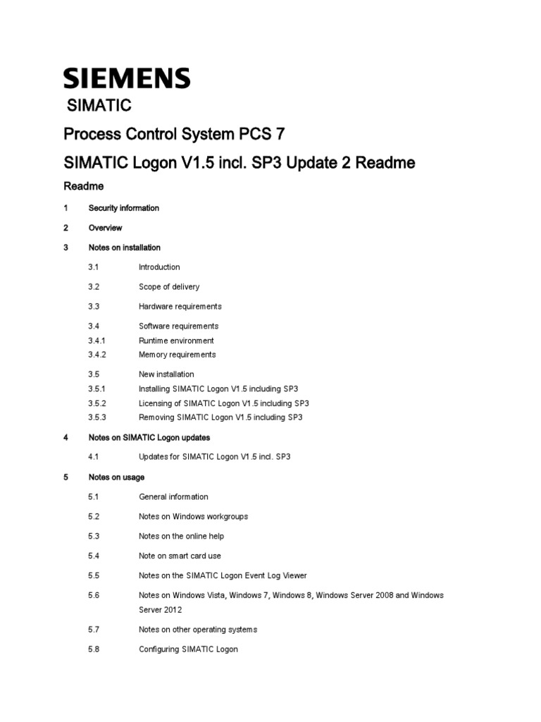 Simatic Logon 010503 02 Readme PDF Microsoft Windows Windows 7