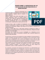 Artículo de Opinión Sobre "La Importancia de Las Técnicas de Recolección de Información en La Investigación"