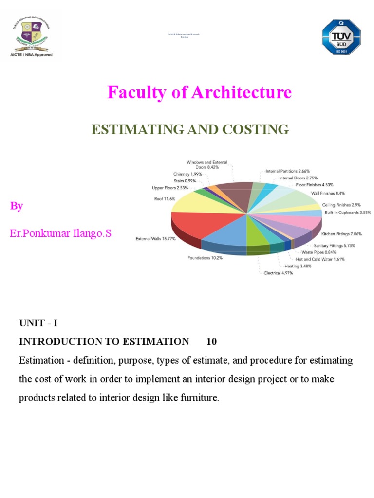 B.design - Unit - I - Estimating & Costing | PDF | Specification ...