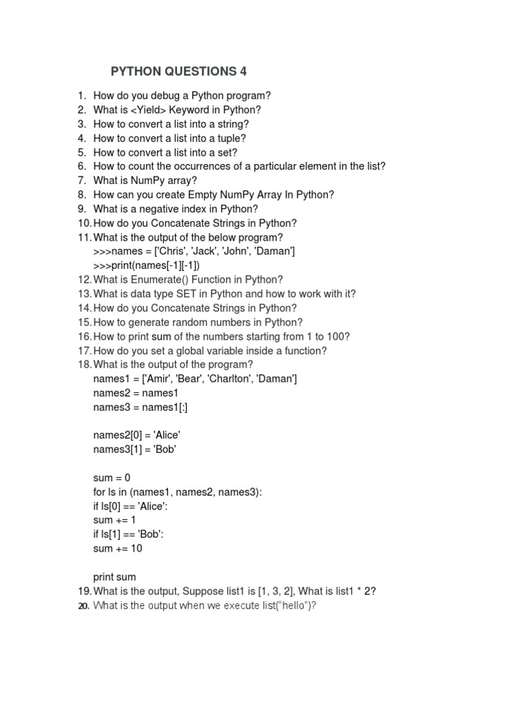Python Interview Questions-4 | PDF
