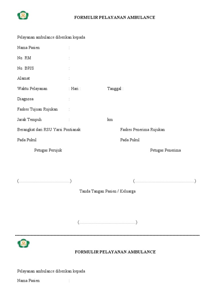 Formulir Pelayanan Ambulance PDF