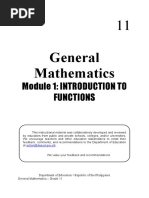 General Mathematics: Module 1: Introduction To Functions