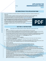 Application For Undergraduate Studies: Guide To The Completion of The Application Form