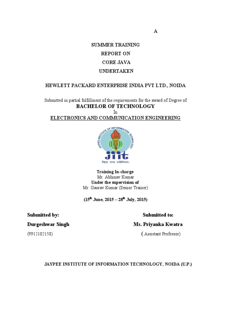 Java Summer Training Report | PDF | Method (Computer Programming ...