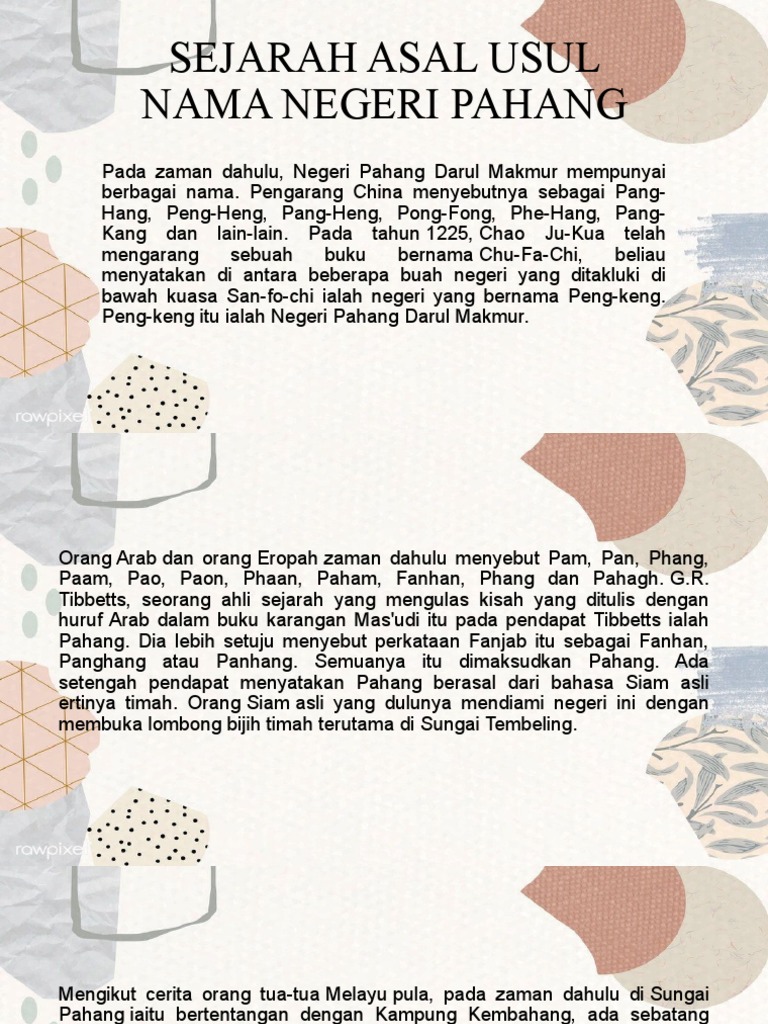 Sejarah Asal Usul Nama Negeri Pahang | PDF