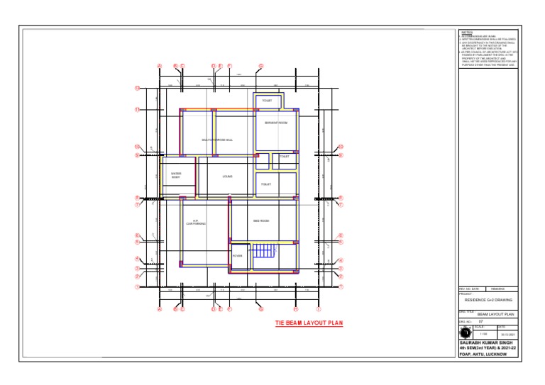A C DE F G B: Tie Beam Layout Plan | PDF