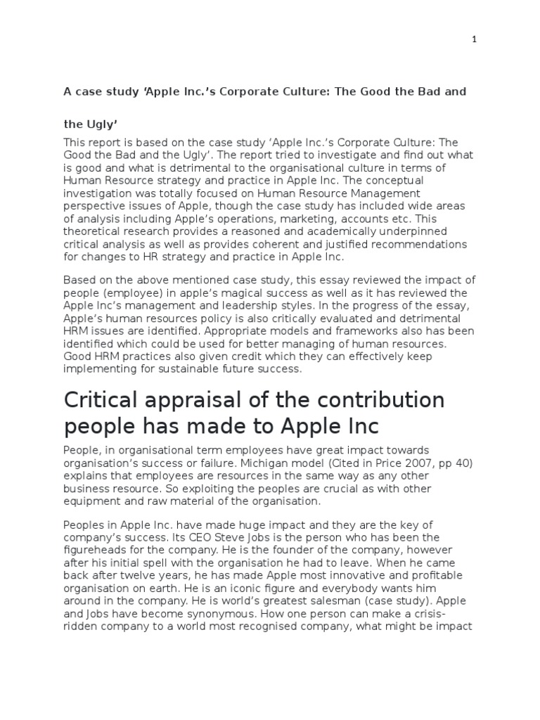 Apple Inc. HR Strategy Case Study | PDF | Human Resource Management ...
