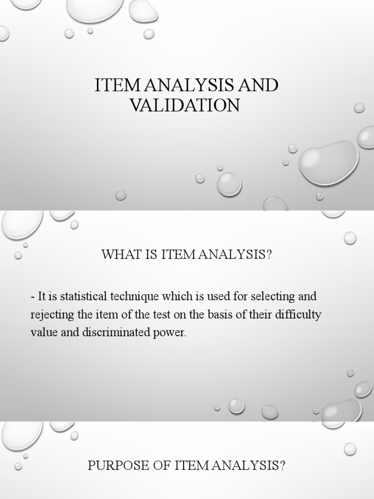 Item Analysis and Validation PDF Validity (Statistics) Statistics
