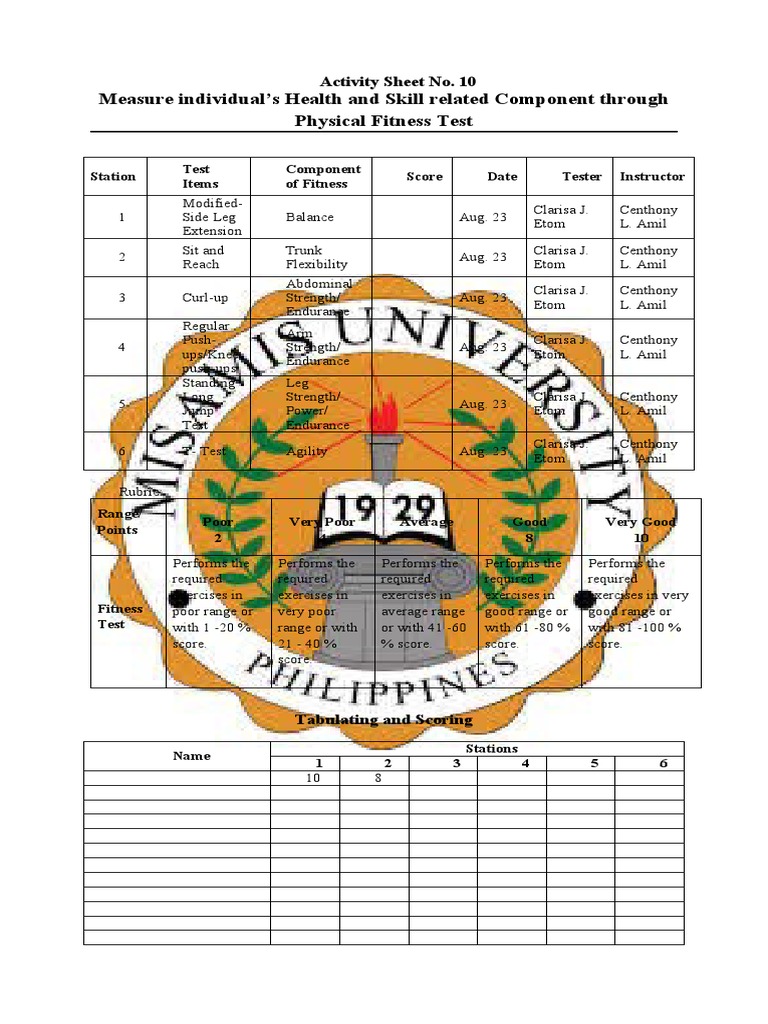 Measure Individual's Health and Skill Related Component Through Physical Fitness Test Download