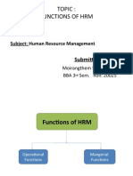 Topic: Functions of HRM: Submitted by