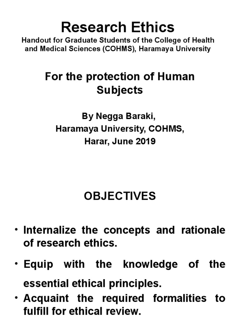 Research Ethics for Human Subjects | PDF | Informed Consent ...